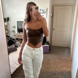 Solid PU Leather Tube Top small